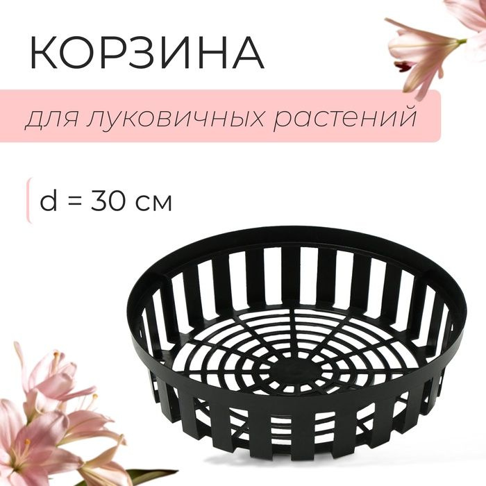 Корзина для посадки луковичных растений, круглая, d 30 см, h 8 см, чёрная  #1