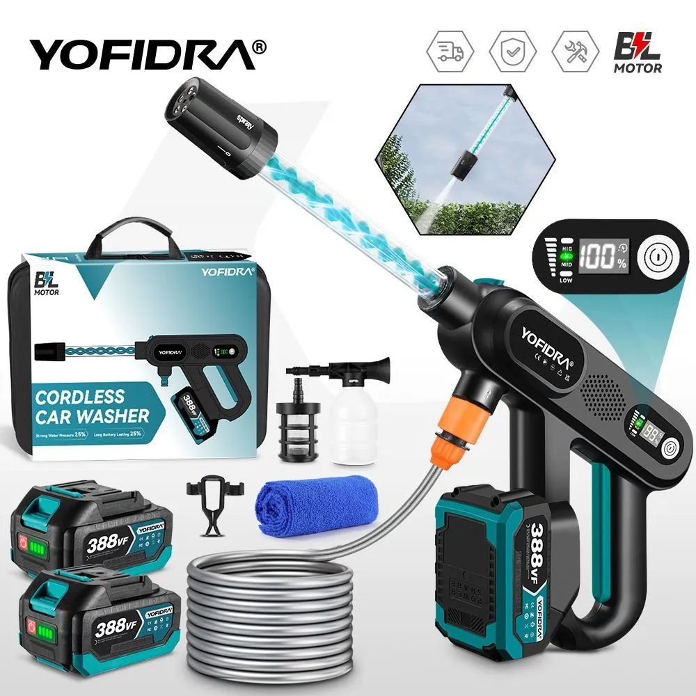 YOFIDRA3-ступенчатаярегулировкаВинтовойводянойпистолетАккумуляторнаямойкавысокогодавления/ПортативнаяМинимойкаспистолетомипенообразователем,беспроводная