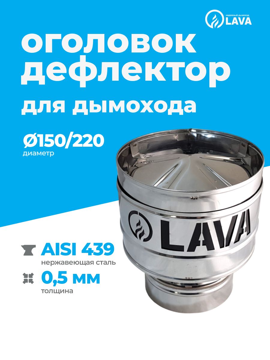 Оголовок-дефлектордлясэндвич-дымохода,d150/220,AISI4390,5мм/AISI4390,5мм