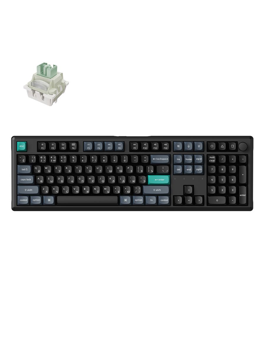 KeychronV6HEUltra-FastLimemagneticБеспроводнаямагнитно-механическаяигроваяклавиатура,русскаяраскладка,черная,темно-серая,зеленая