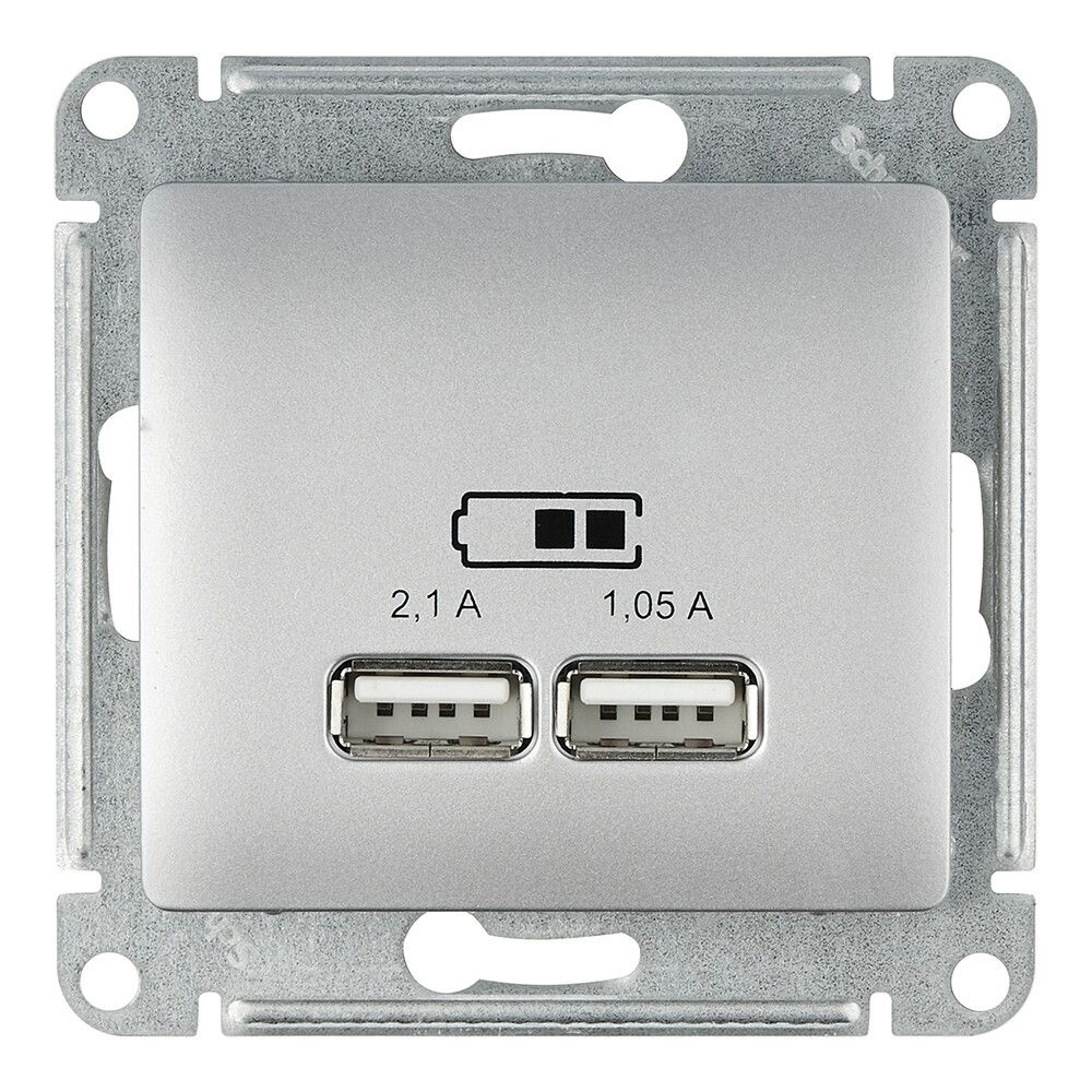 Розетка usb Systeme Electric Glossa GSL000333 скрытая установка алюминий IP20 два модуля USB  #1