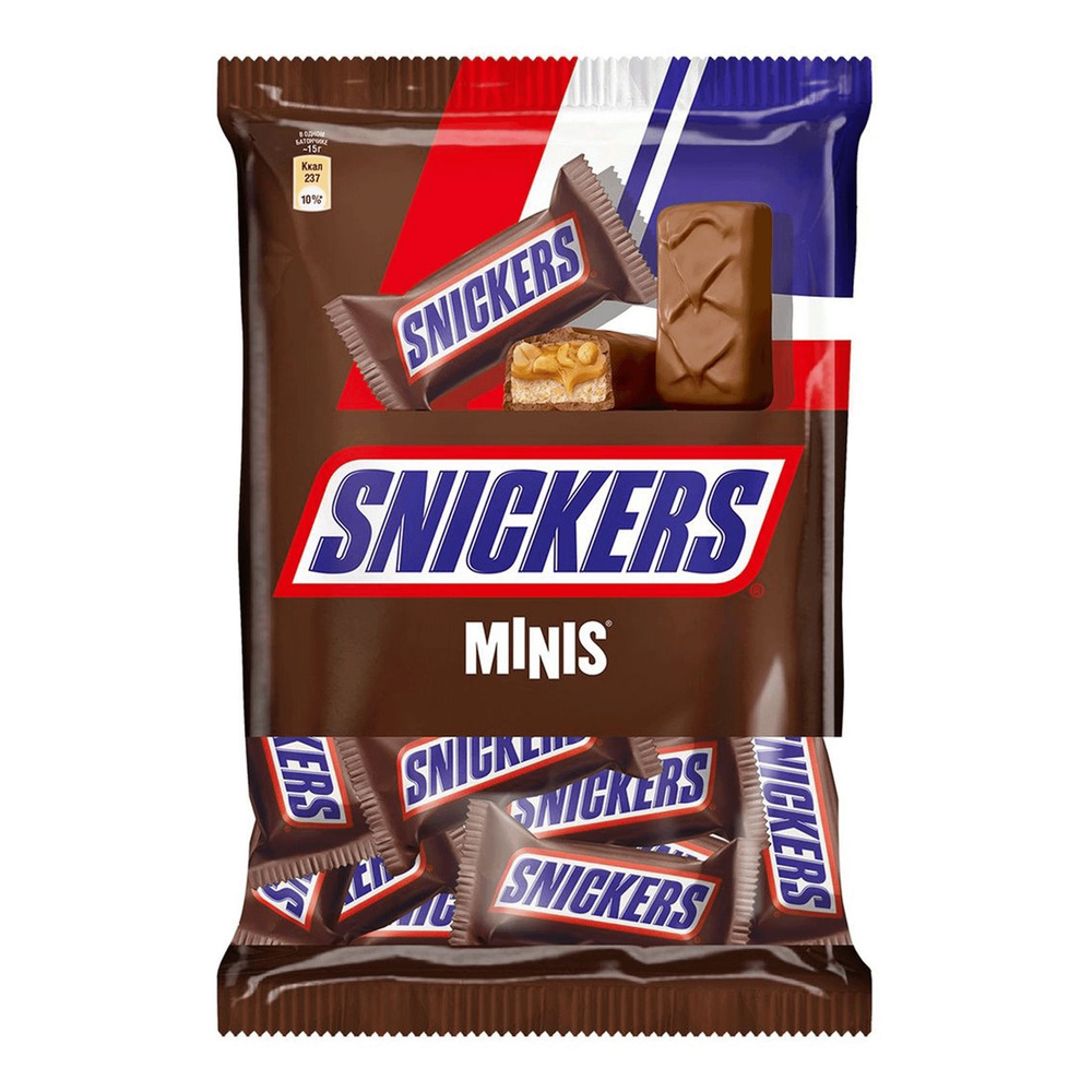 Шоколадный Батончик Snickers Minis Шоколадный С Нугой-Карамелью-Арахисом, 1 шт по 180 г  #1