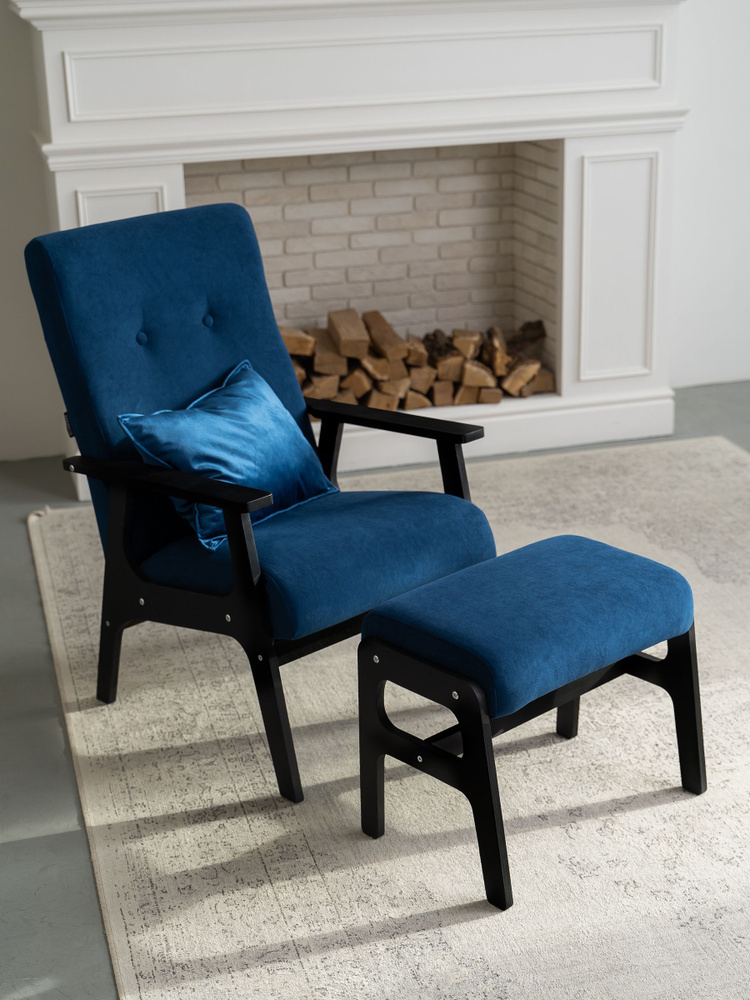 Кресло для отдыха мягкое в гостиную пуфик для ног #1