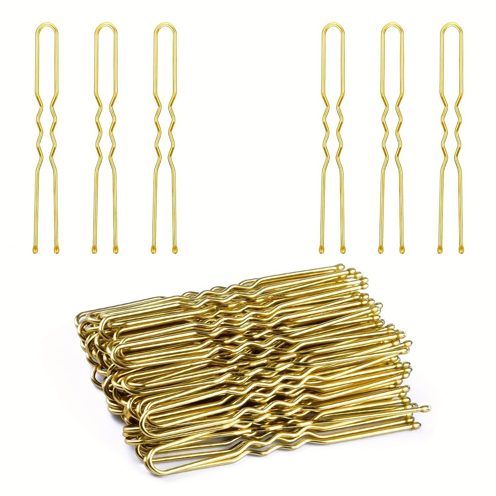 Комплект шпилек для волос золотой 5см Premium качества 50шт в Zip пакете  #1