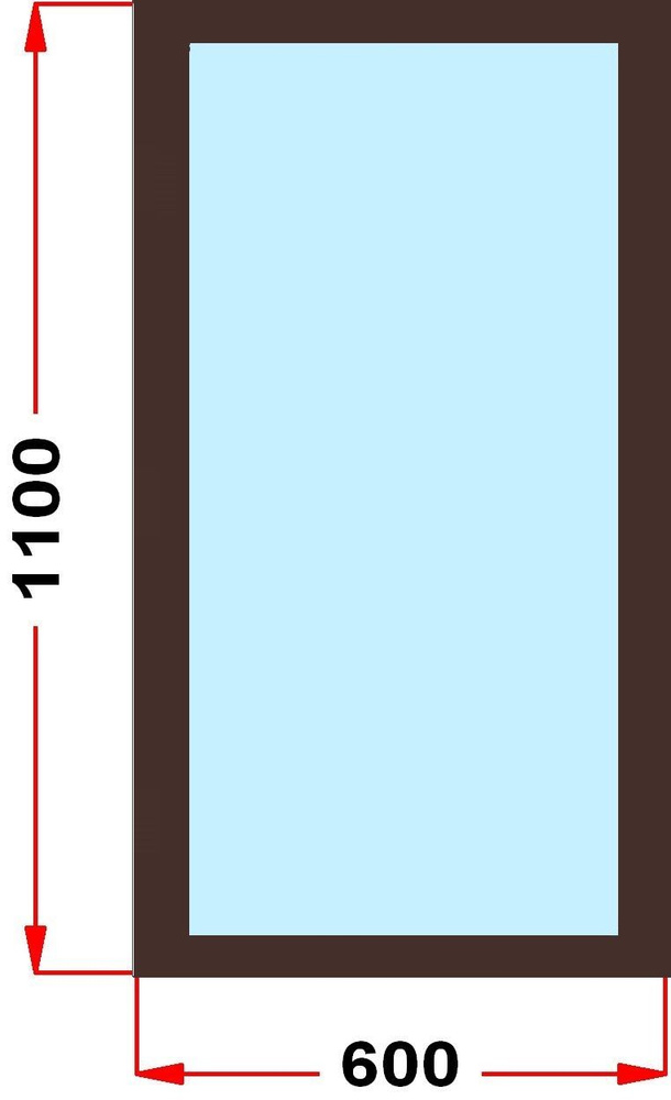 Окно из профиля Grunder 60 мм (1100 x 600), не открывающееся, стеклопакет 3 стекла, темно-коричневое #1