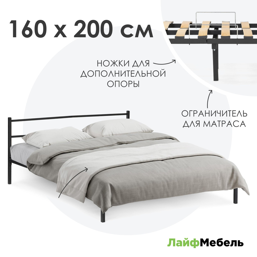 Двуспальная кровать Фади 04 160х200 черная #1