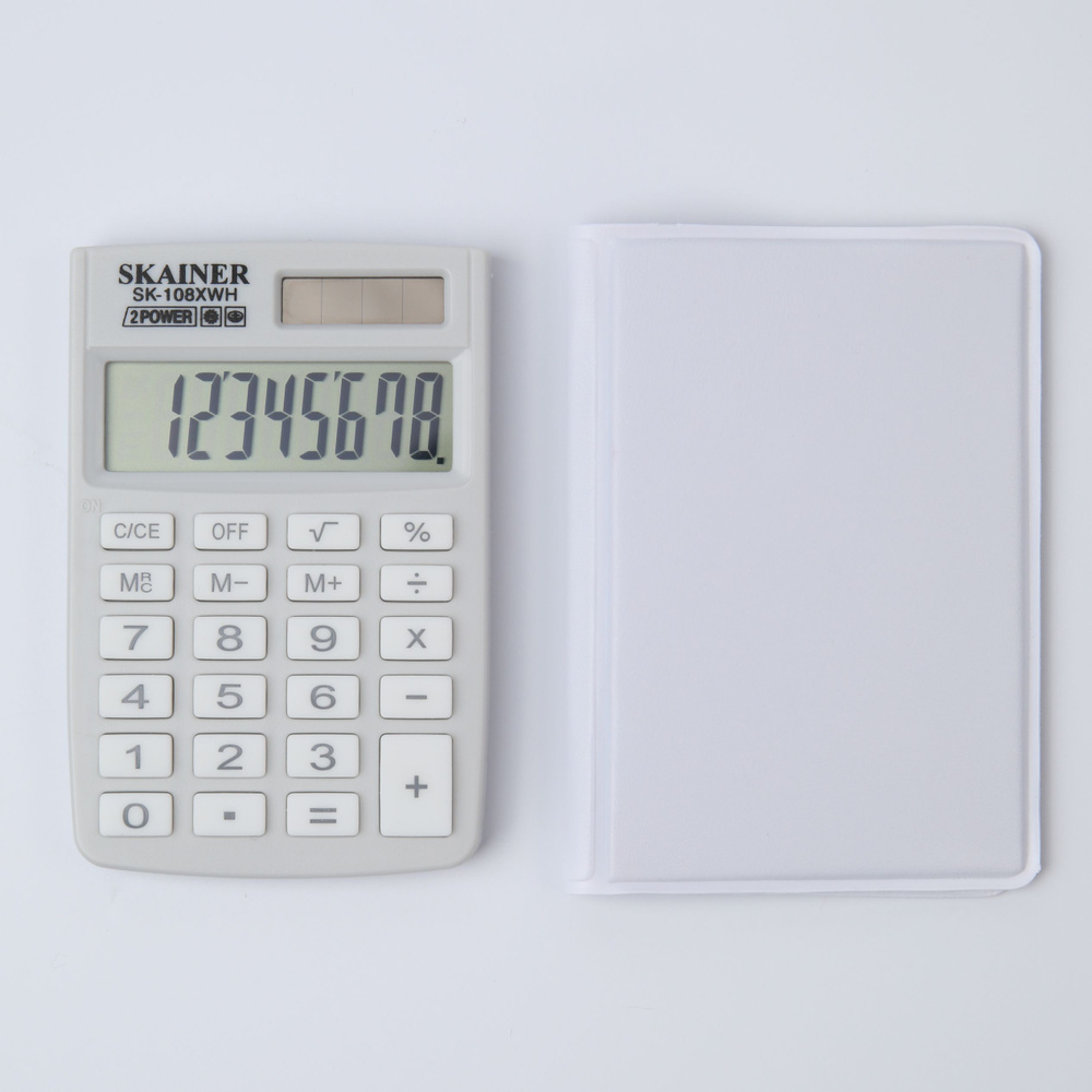Калькулятор маленький карманный SKAINER SK-108XWH для школы, портативный, непрограммируемый для ОГЭ, #1