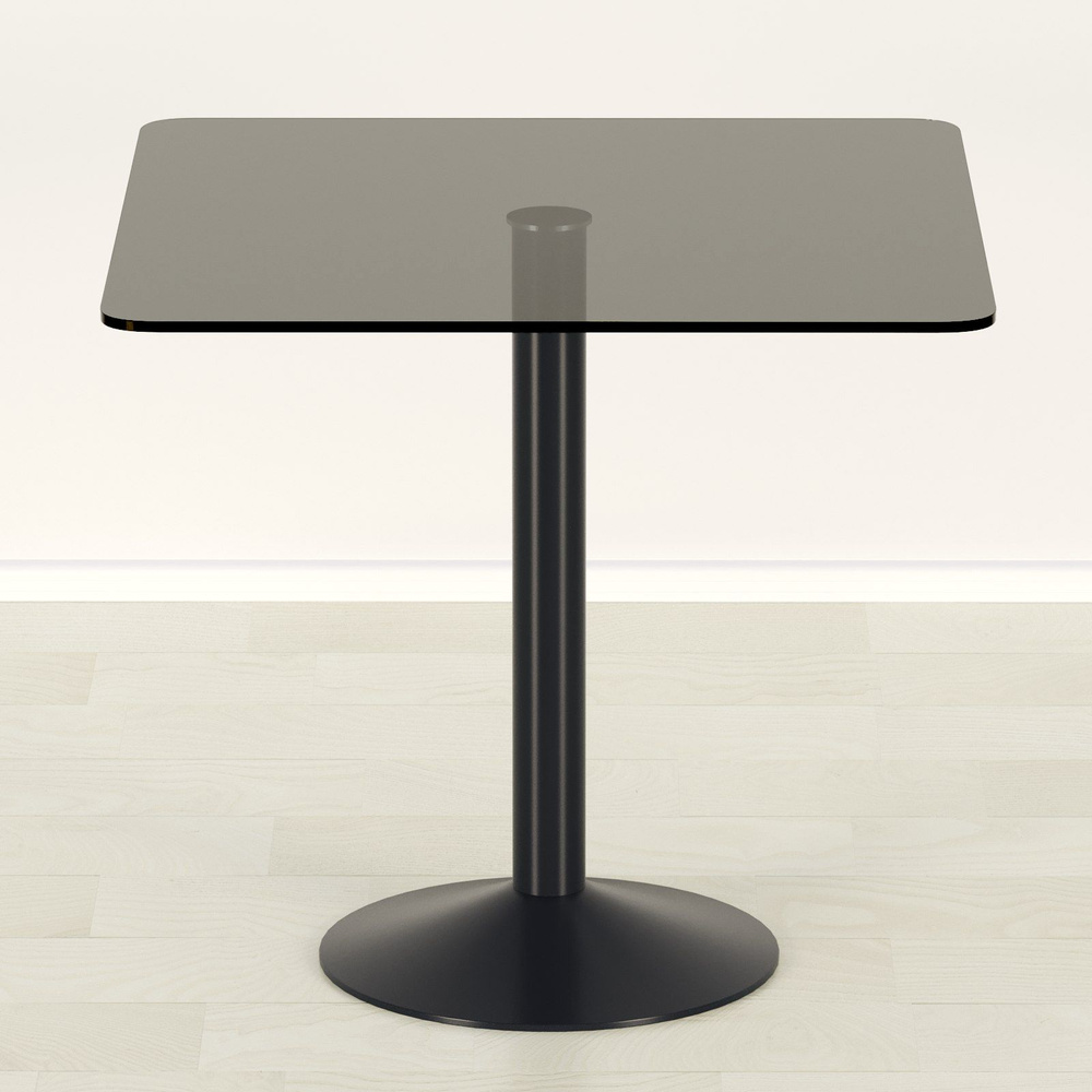 Стеклянный стол Троя-10 серый/черный (700х600) #1