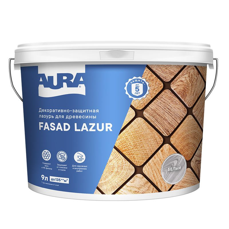 AURA Fasad Lazur декоративно-защитная лазурь для древесины, цвет Орех 9 л  #1