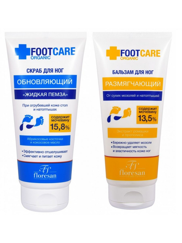 Floresan Набор "Foot Care" Скраб для ног Жидкая пемза обновляющий и Бальзам для ног от сухих мозолей #1