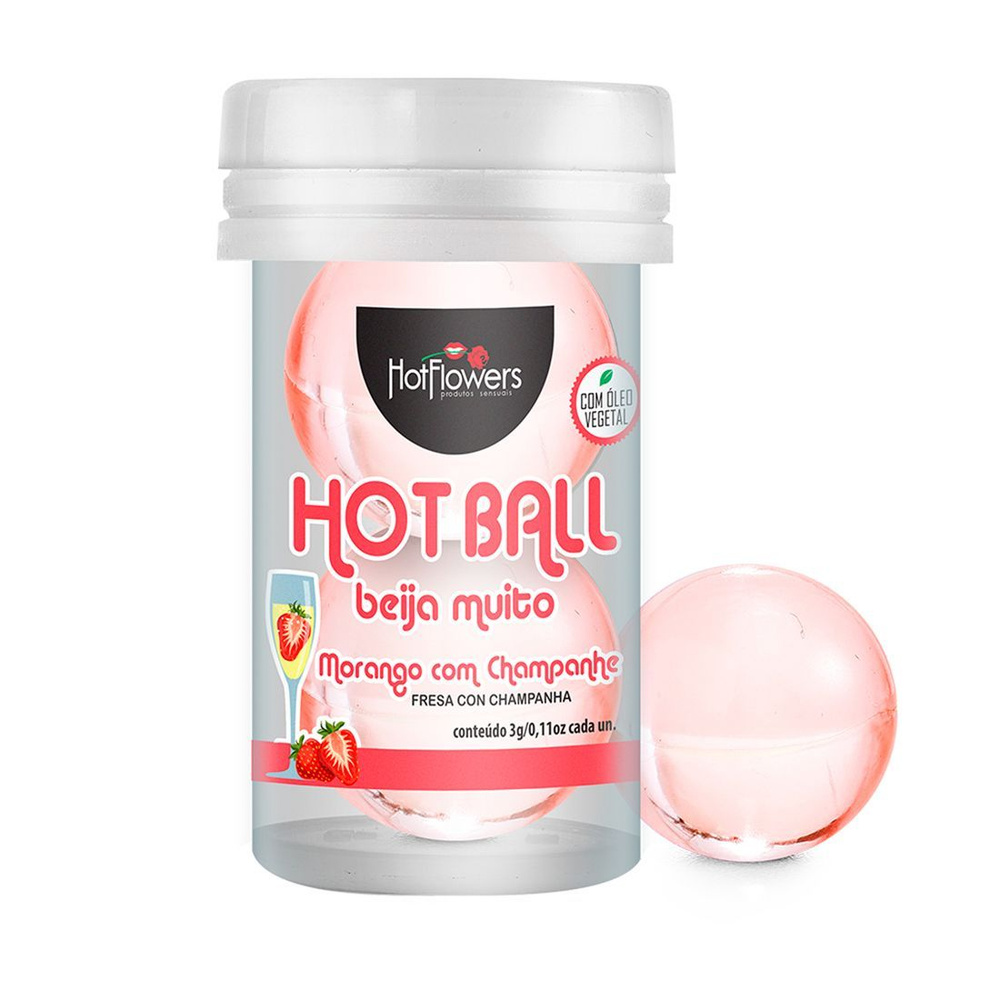 Лубрикант на масляной основе Hot Ball Beija Muito с ароматом клубники и шампанского (2 шарика по 3 гр.) #1