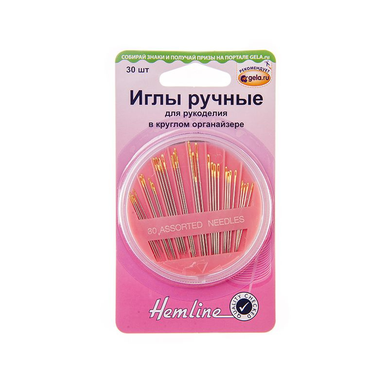 210.30 Иглы для шитья и рукоделия в круглом органайзере (30 шт.) Hemline  #1