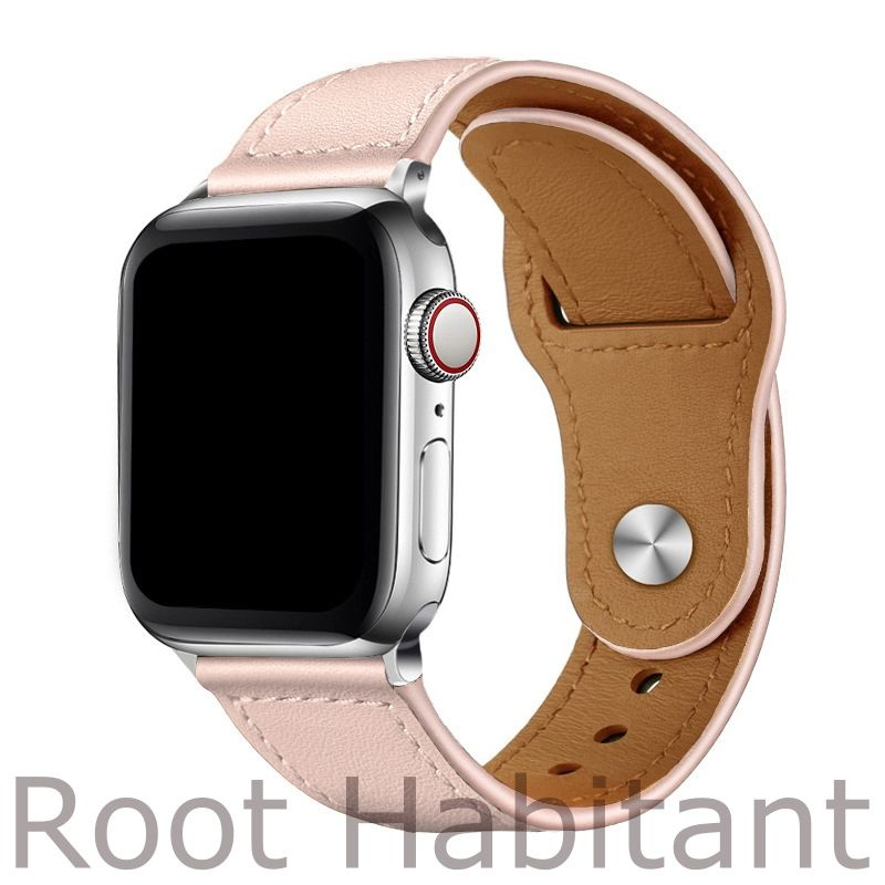 Ремешок из натуральной кожи для Apple Watch 3 4 5 6 7 8 9 SE Ultra, в корпусах 42, 44, 45, 49. Розовый #1