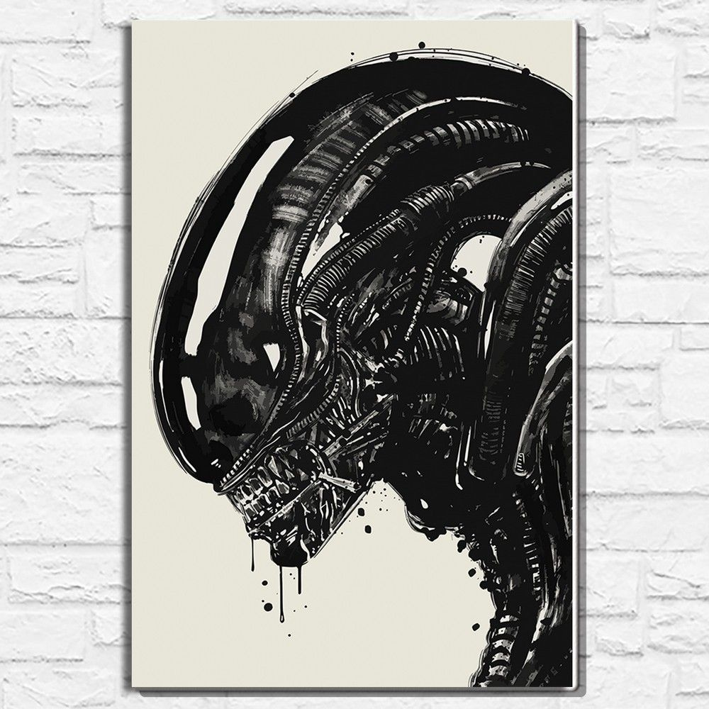 Картина по номерам на холсте фильм Чужой ЧБ (Alien, Ханс Руди Гигер) - 15064 В 60x40  #1