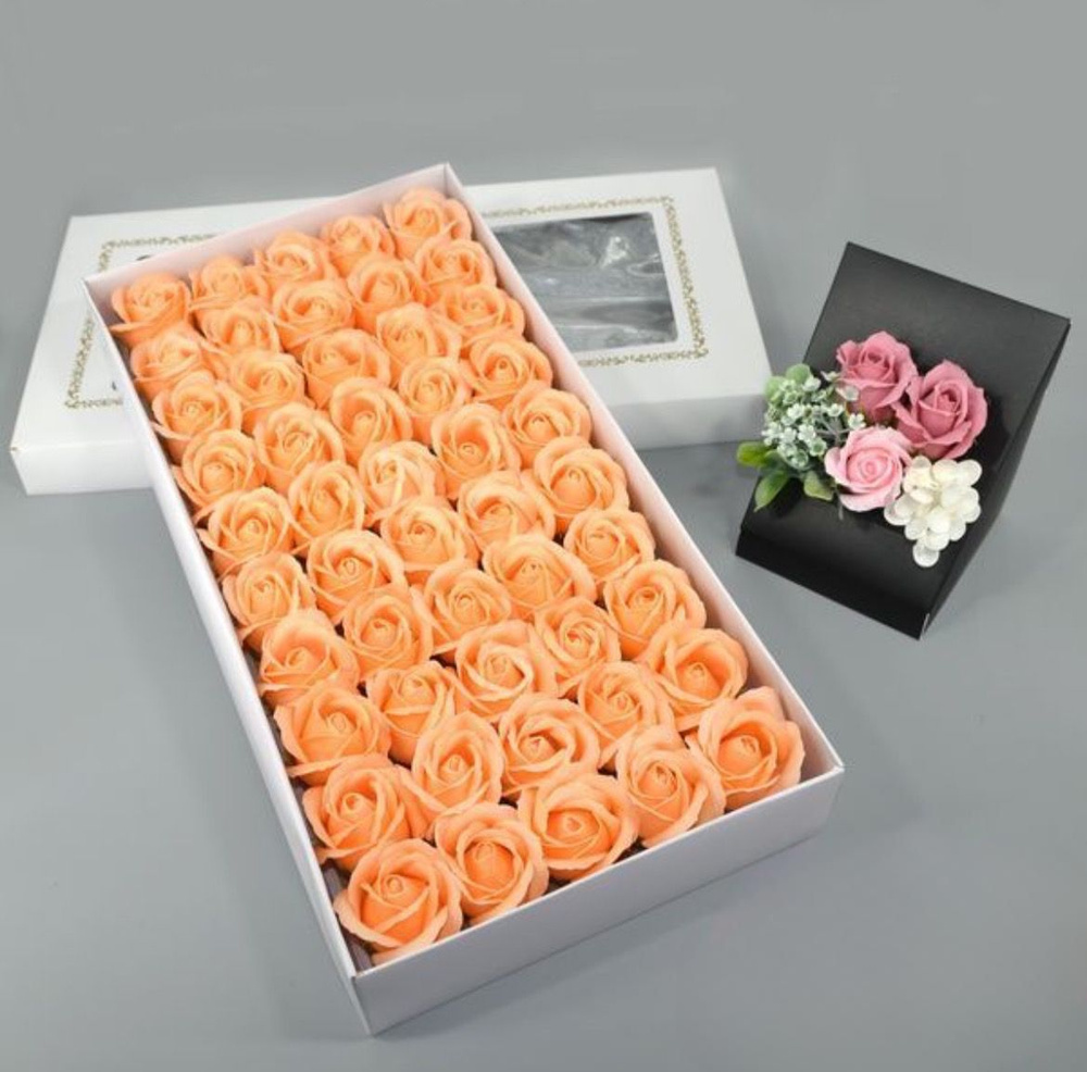 Розы из мыла 50шт 6см "абрикосовый" (1уп) №2-15 #1