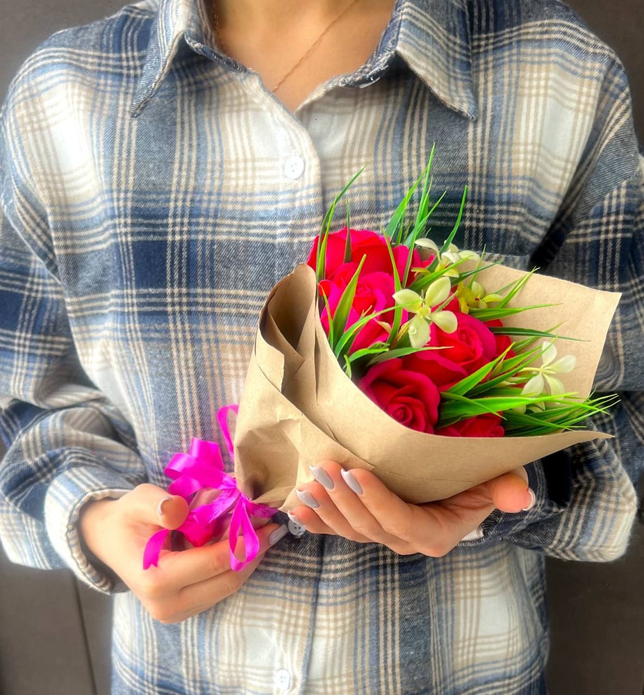 Букет из мыльных роз, букет на 8 марта, цветы на праздник в подарок  #1