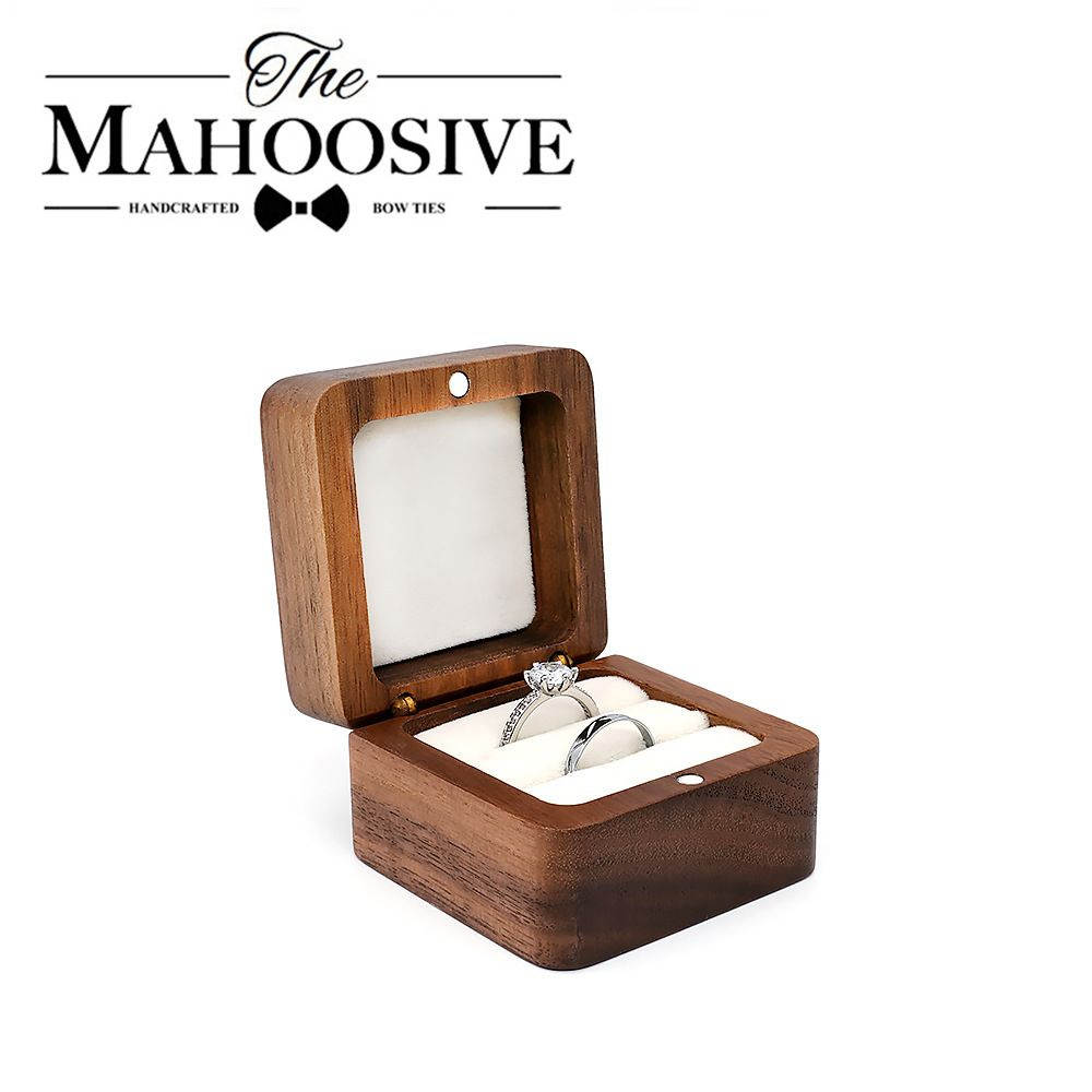 Подарочная коробочка для ювелирных украшений деревянная квадратная, подарочная коробка - футляр для ювелирных #1