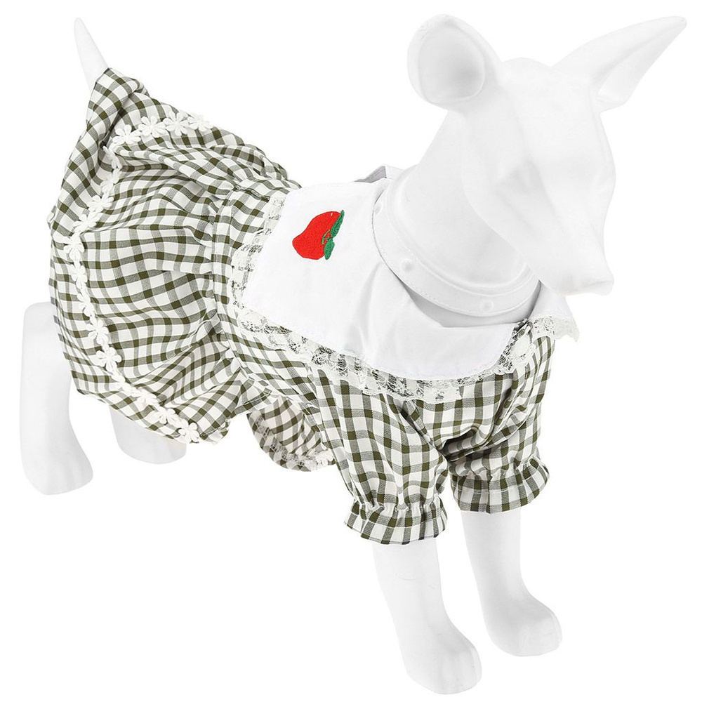 Платье для собаки Pet Toys С вышивкой и кружевом, на кнопках, М, длина 25 см, обхват груди 32 см, шеи #1