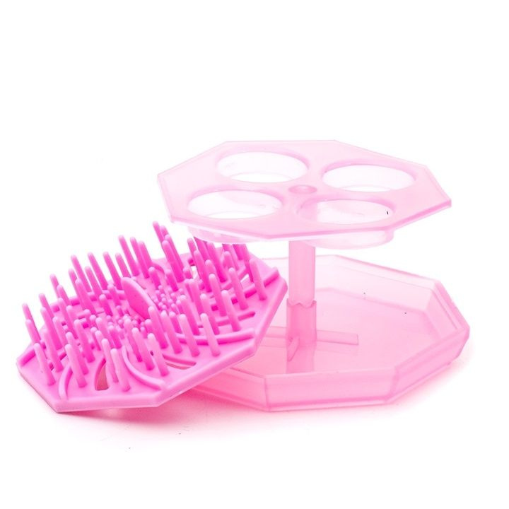 Набор для очистки кистей для макияжа FARRES Розовый, с подставкой  #1