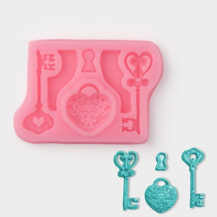 Молд Доляна Ключ от сердца , силикон, 8,5 6,8 см, цвет МИКС #1