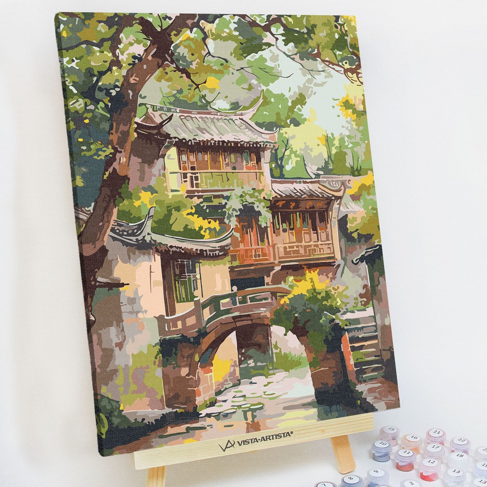 Картина по номерам, холст на подрамнике - Улочка в Киото - Япония, пейзаж 30х40см.  #1