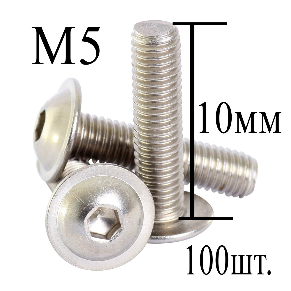 Винт М5 х 10 полная резьба с прессшайбой (100шт.) #1