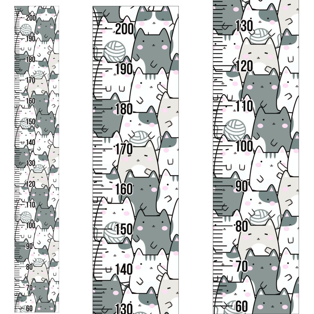 Ростомер самоклеящийся на прозрачной пленке "Много котиков" (до 200 см.)  #1