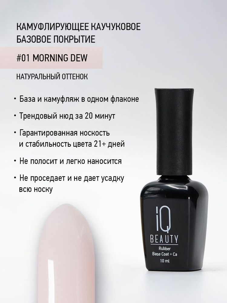 IQ BEAUTY, Камуфлирующее базовое покрытие каучуковое с кальцием (натуральный)  #1