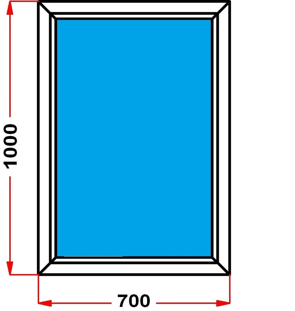 Окно из профиля Grunder 60 мм (1000 x 700), не открывающееся, стеклопакет 2 стекла  #1