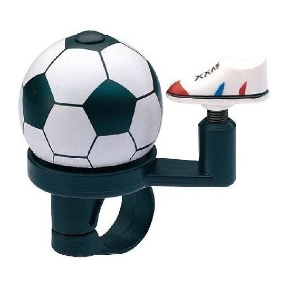 Звонок JH-302 "Футбольный Мяч" D:38 мм, алюминиевый купол и пластиковая база, для руля D:22,2  #1
