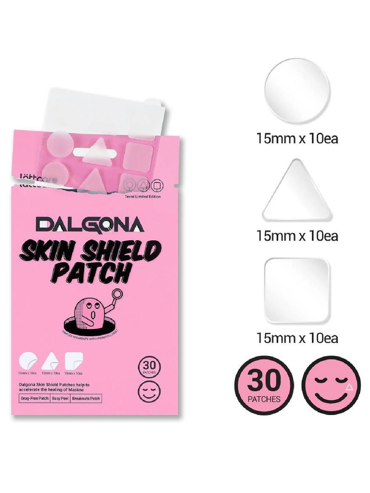LATTCARE / Патчи точечные от воспалений Lattcare Dalgona Skin Shield Patch, 30шт  #1