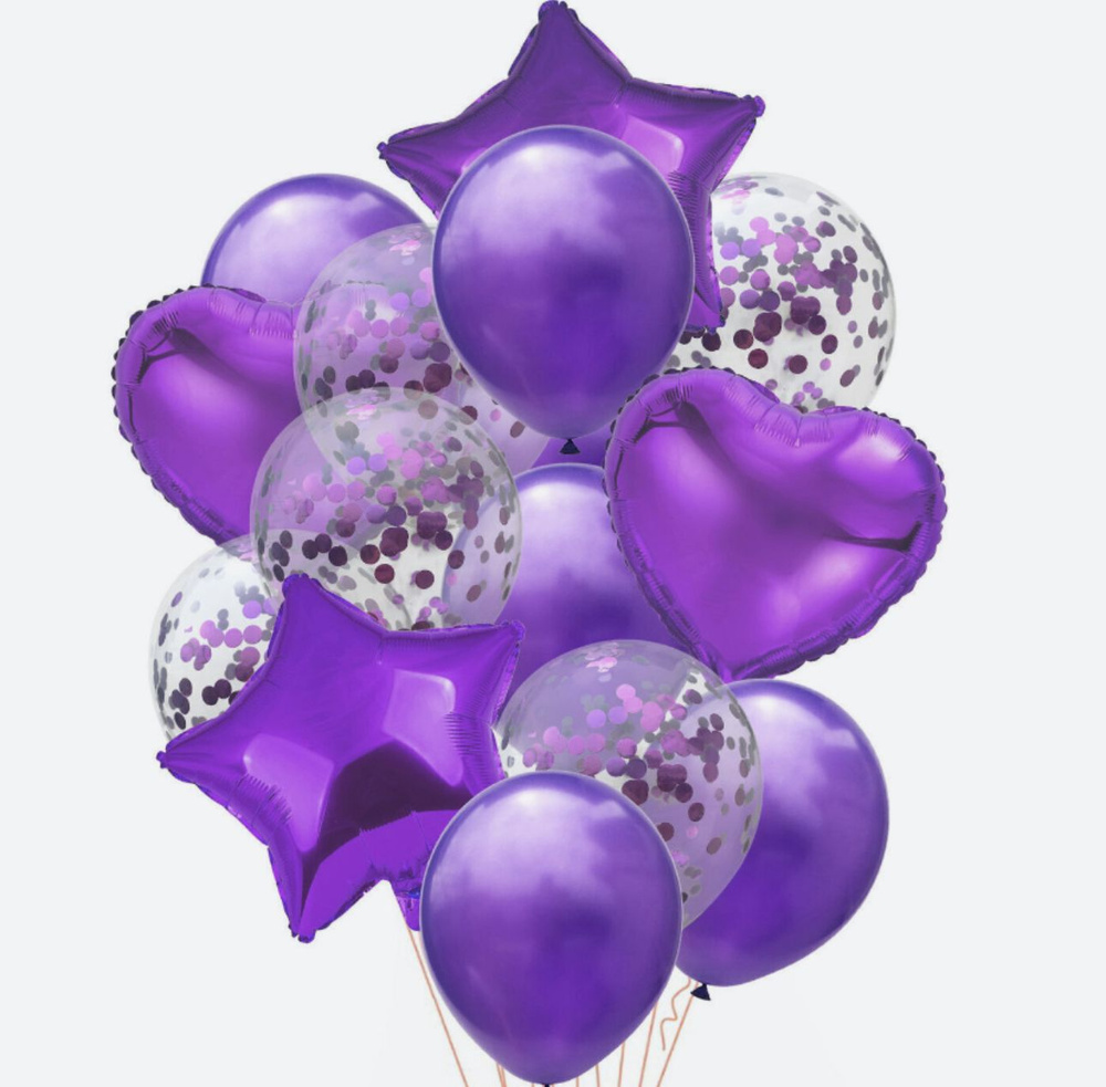 Набор фонтан из воздушных шаров, 14 шт фиолетовые #1