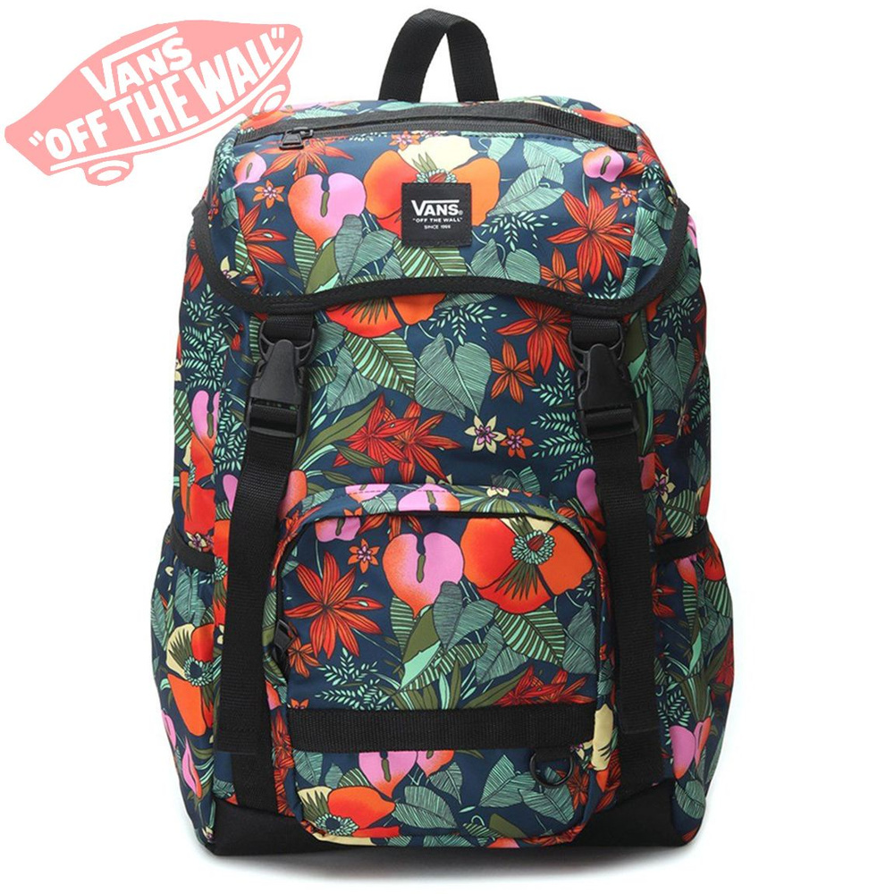 Дорожный рюкзак Vans WM Ranger Backpack 22L черный с принтом цветы #1