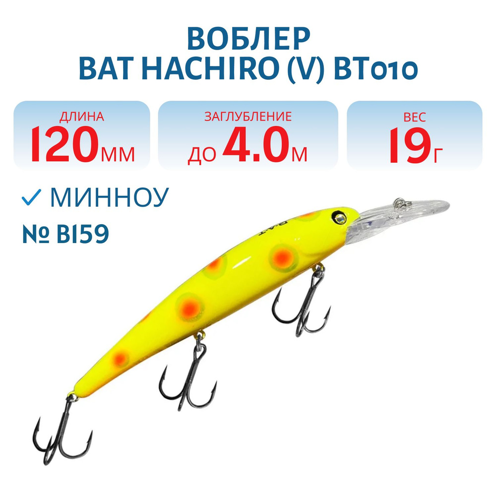 Воблер BAT HACHIRO (V) BT010 120 мм, 19 гр, заглубление 4 м, цвет #B159 #1