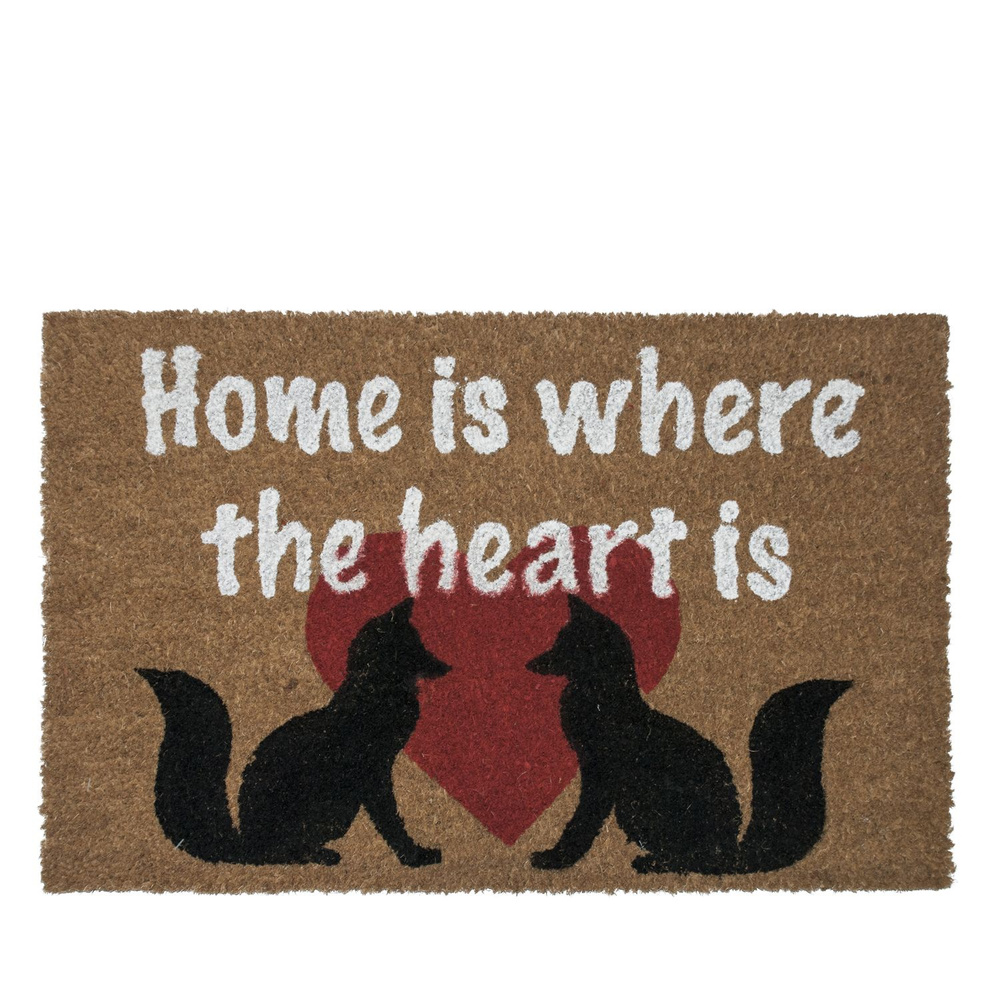 Коврик придверный из кокосовой койры Borghouse "Home is where the heart is", размером 60 x 40 см  #1