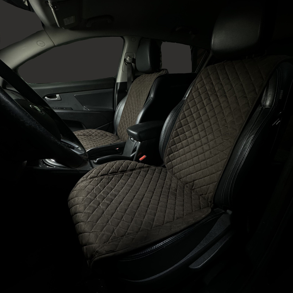 Накидки для Лифан Х50 / Lifan X50 (2014-2023) на передние сиденья RS, Алькантара, Шоколадный  #1