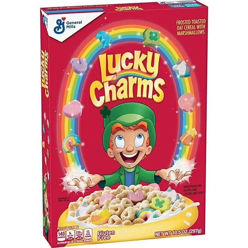 Сухой Готовый Завтрак Lucky Charms/Овсяные Хлопья с Маршмеллоу Лаки Чармс 297гр (США)  #1