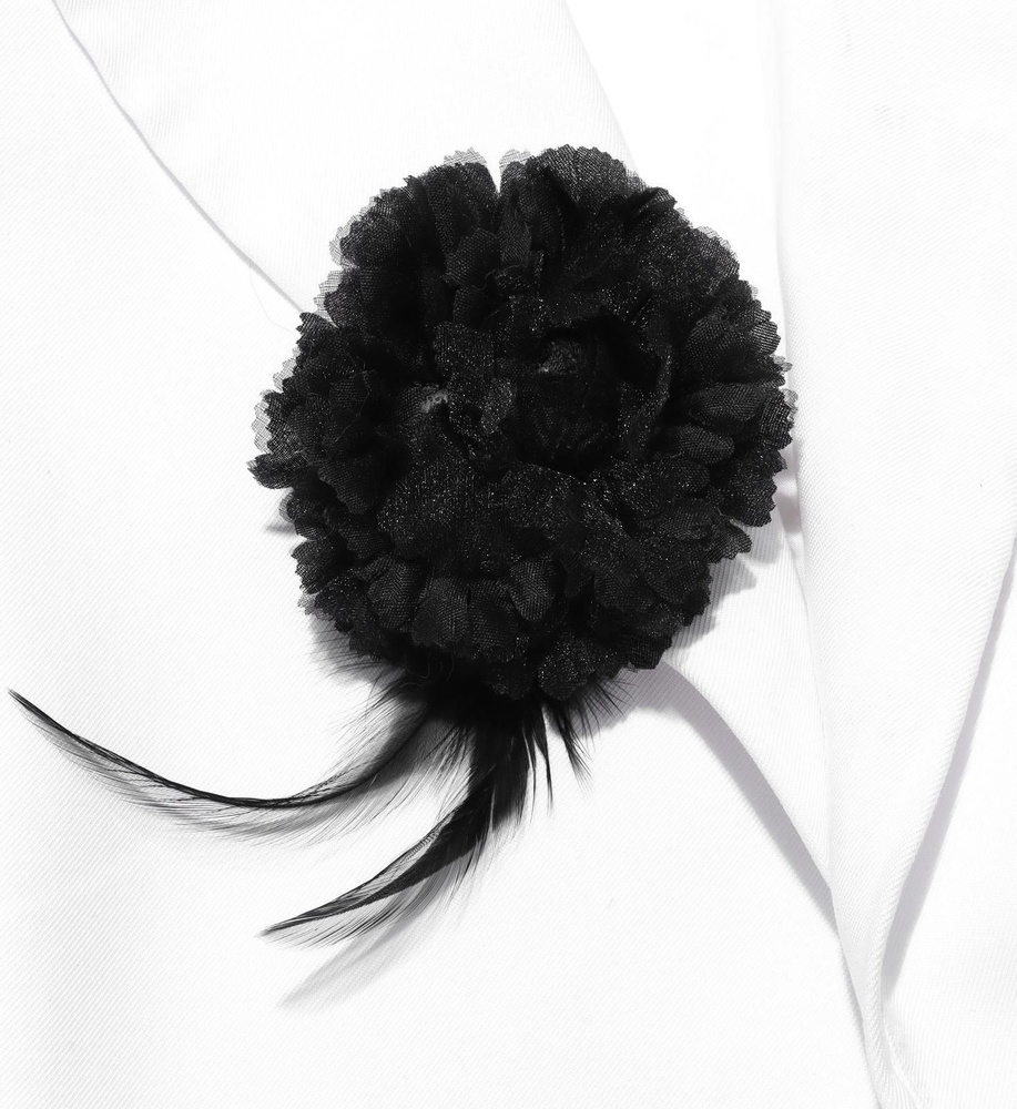 Брошь-заколка текстильная Цветок гортензия, цвет чёрный  #1