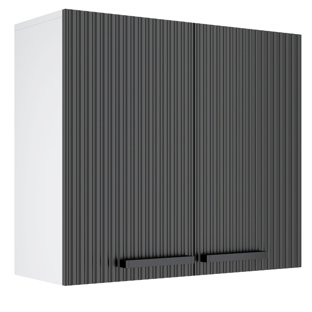 Кухонный шкаф навесной 80x68x28.6 см МДФ цвет черный фрезеровка  #1