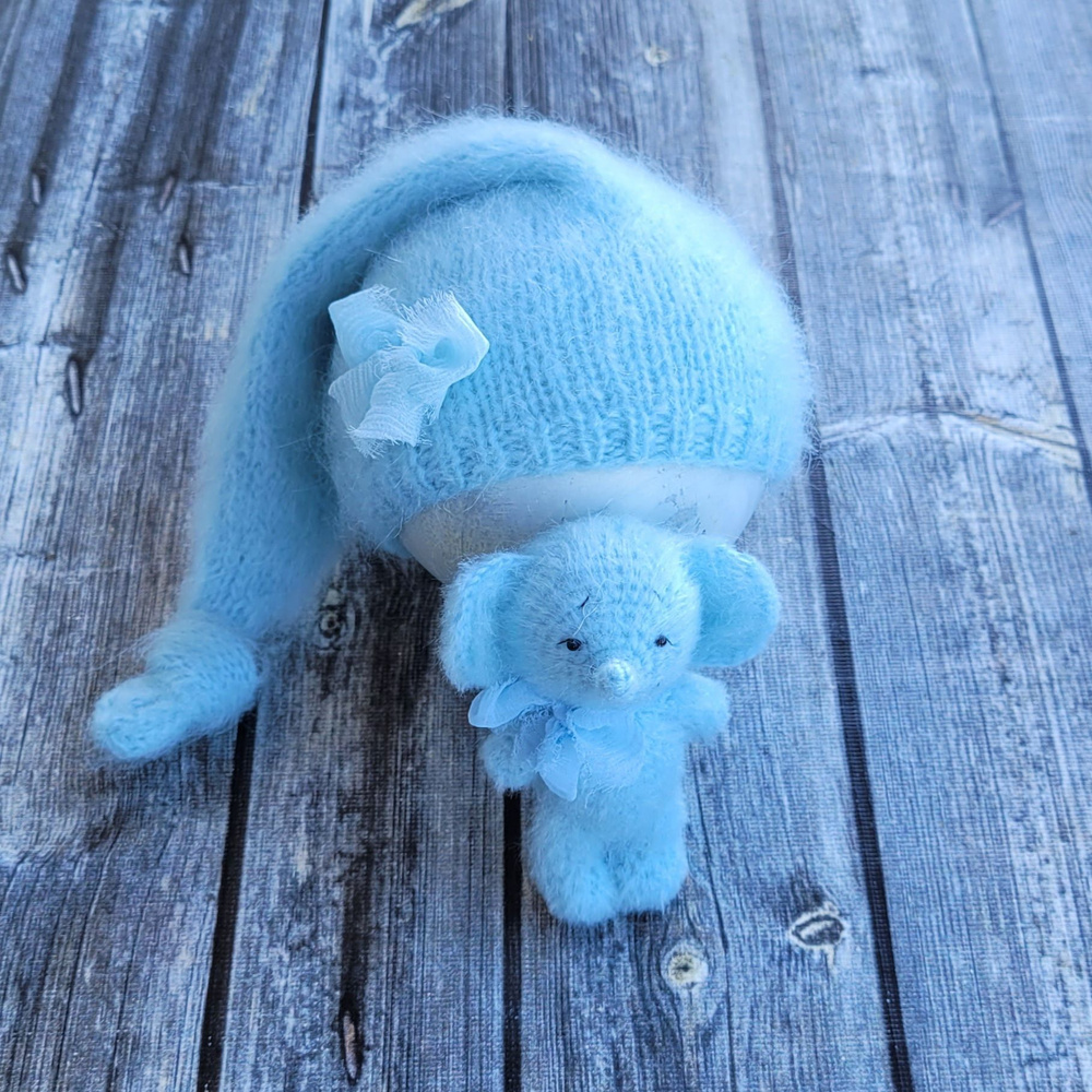 Набор голубой слоник для фотосессии новорожденных, newbornprops  #1