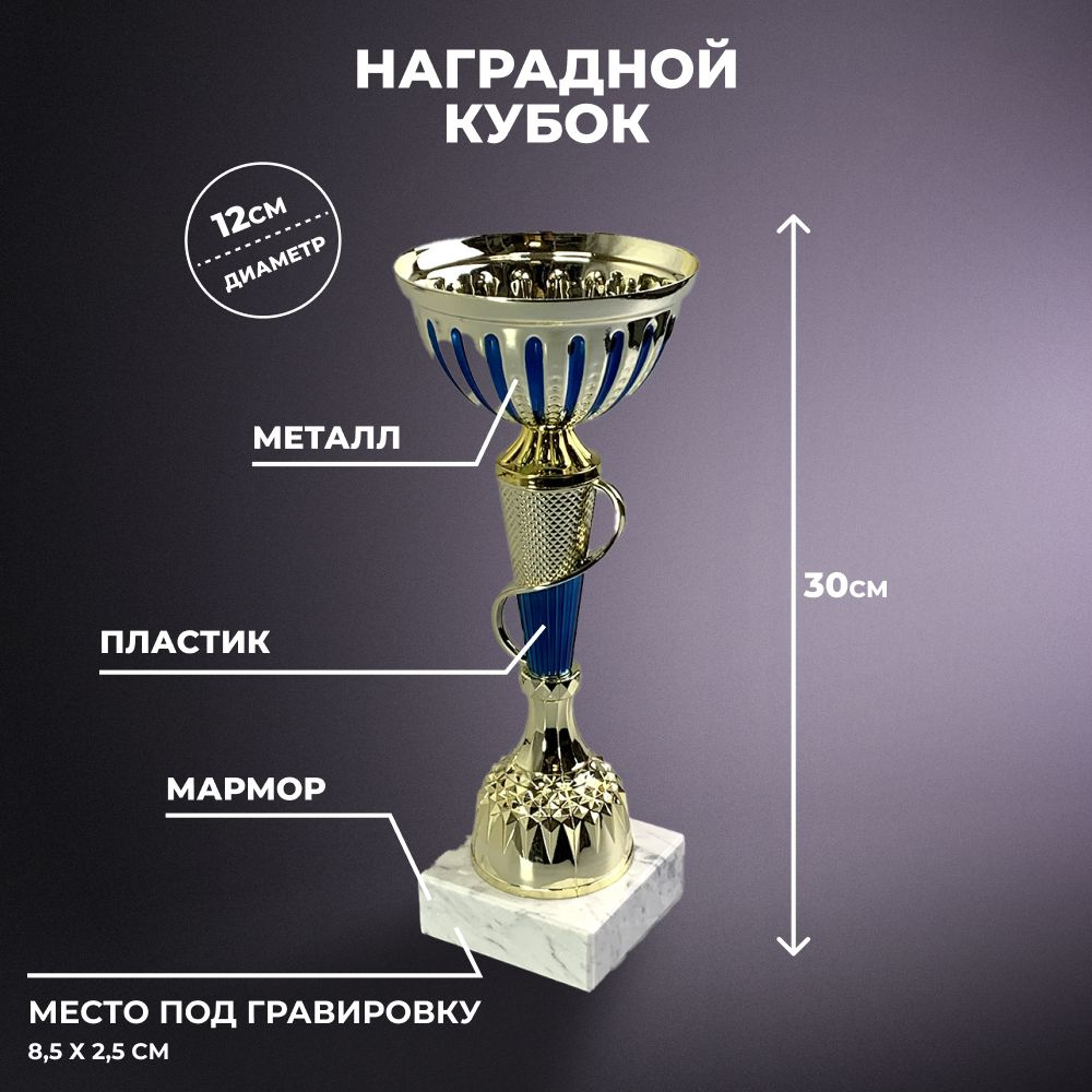 Наградной спортивный кубок на мраморном постаменте (30 см)  #1