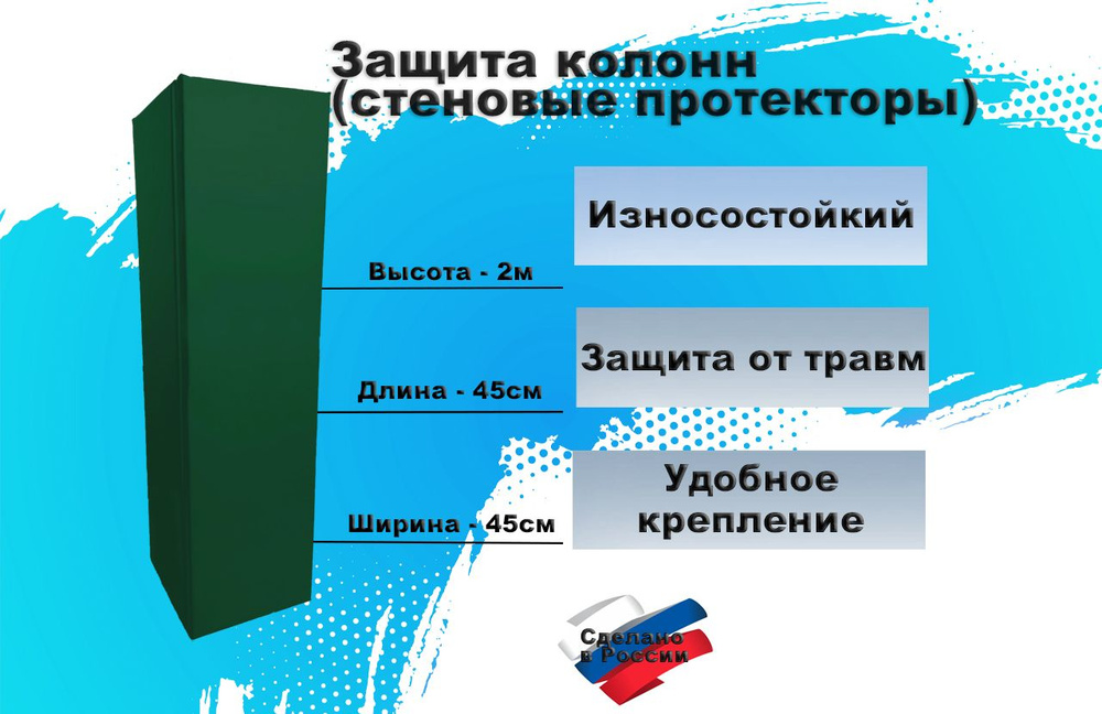 Защита колонн (стеновой протектор), высота 200см, ширина 45см SportPanda  #1