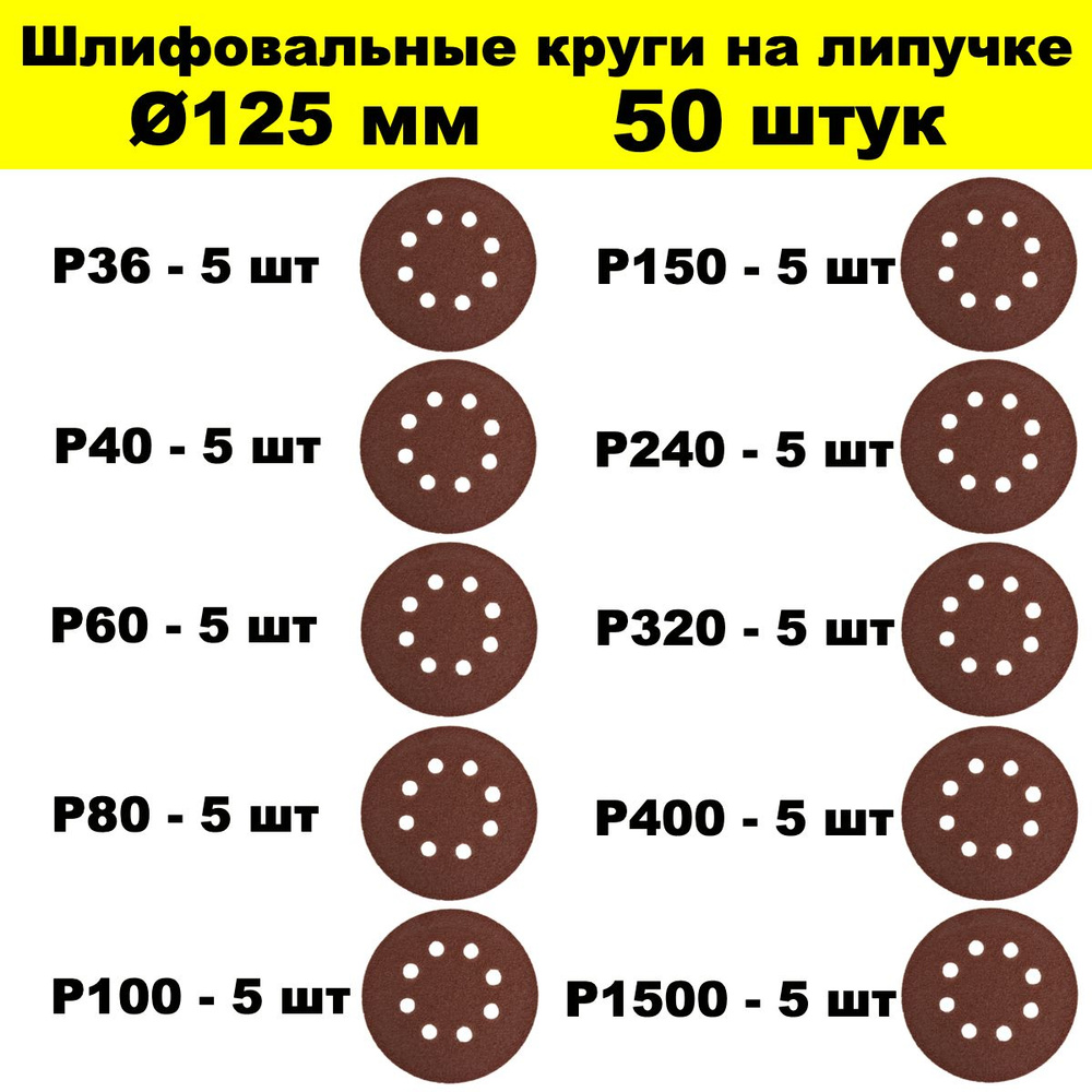 Круг перфорированный 50 шт Р36 Р40 Р60 Р80 Р100 Р150 Р240 Р320 Р400 1500  #1