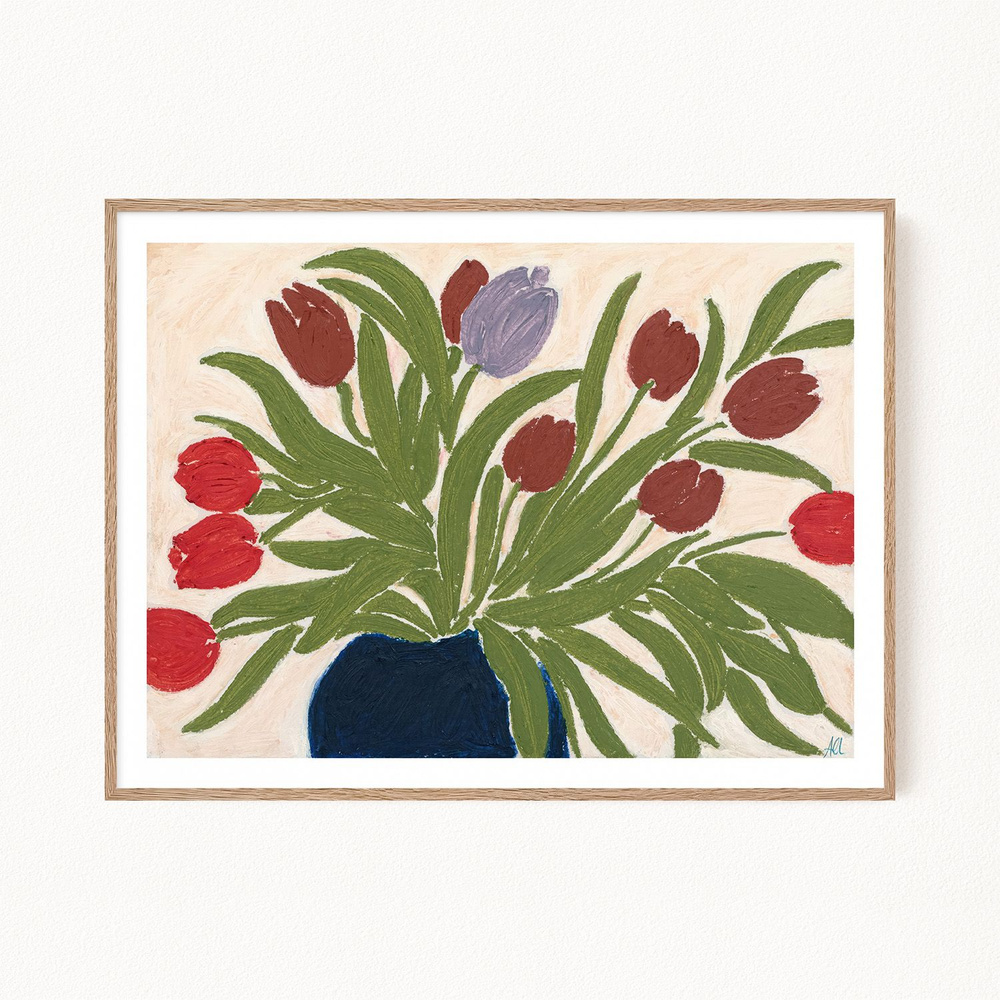 Постер для интерьера "Tulips in a Blue Vase", 30х40 см #1