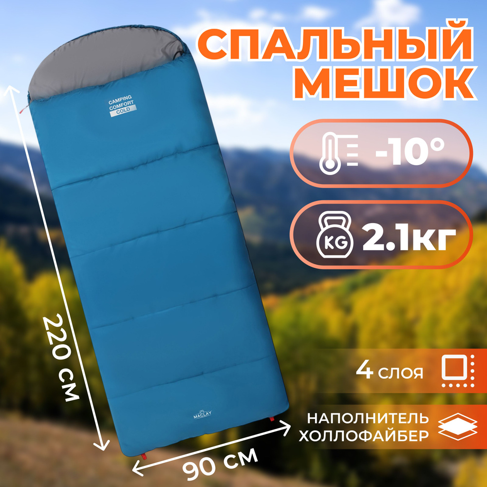 Спальник-одеяло Maclay "camping comfort cold", 4-слойный, правый, 220х90 см, -10/+5С  #1