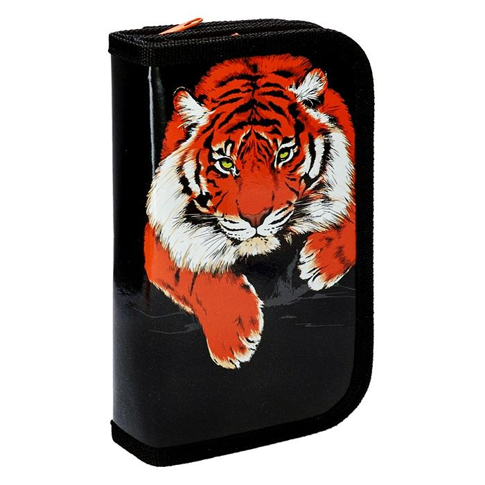 Пенал 2-секционный, большой "Тигр на охоте" (190х105) ламинированный картон  #1
