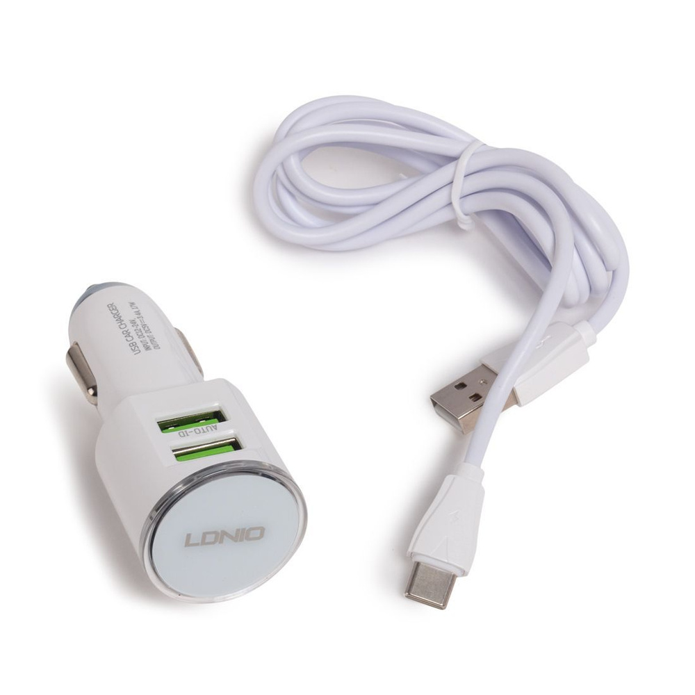 Автомобильное зарядное устройство LDNIO DL-C29 2*USB Type-C Белый  #1
