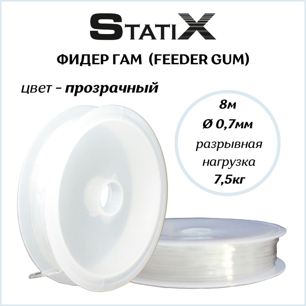 Фидер гам амортизатор для рыбалки Statix (Feeder Gum) прозрачный 0.7/8м 7.5кг  #1