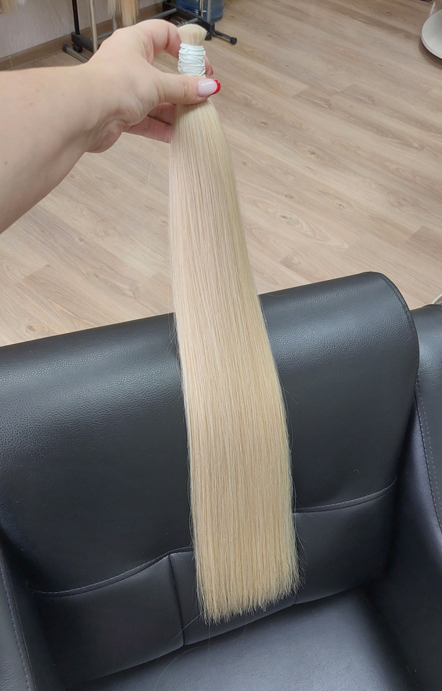Натуральные волосы для наращивания 100г, 70см, блонд цвет 60, премиального качества  #1