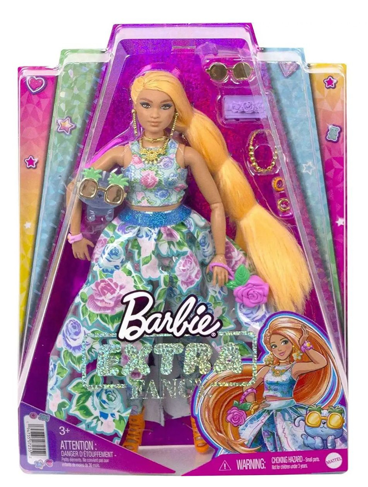 Кукла Mattel Barbie Extra Fancy - Экстра в платье-двойка с цветочным принтом + котенок - Барби HHN14 #1